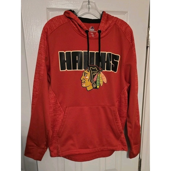 Majestic Other - MAJESTIC Chicago Blackhawks Therma Base Red Hoodie Mens Medium NHL Hocker Fleece